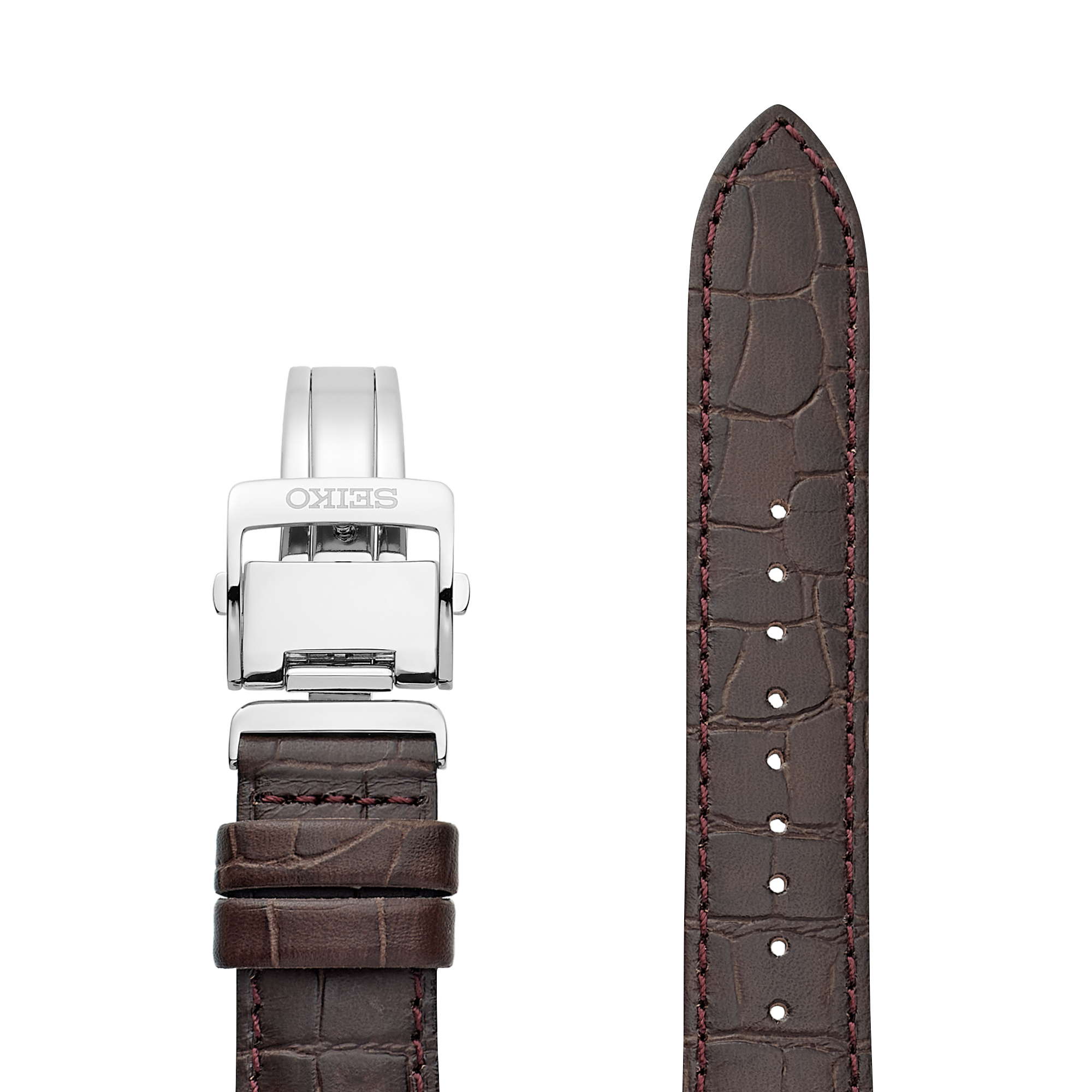Brown 'Wani Kawa' Crocodile-Effect Leather Strap 20mm L0HE015J0