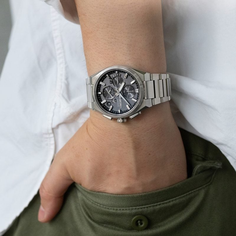 Seiko Astron GPS Solar 5X Dual-Time Chronograph in Celestial Grey