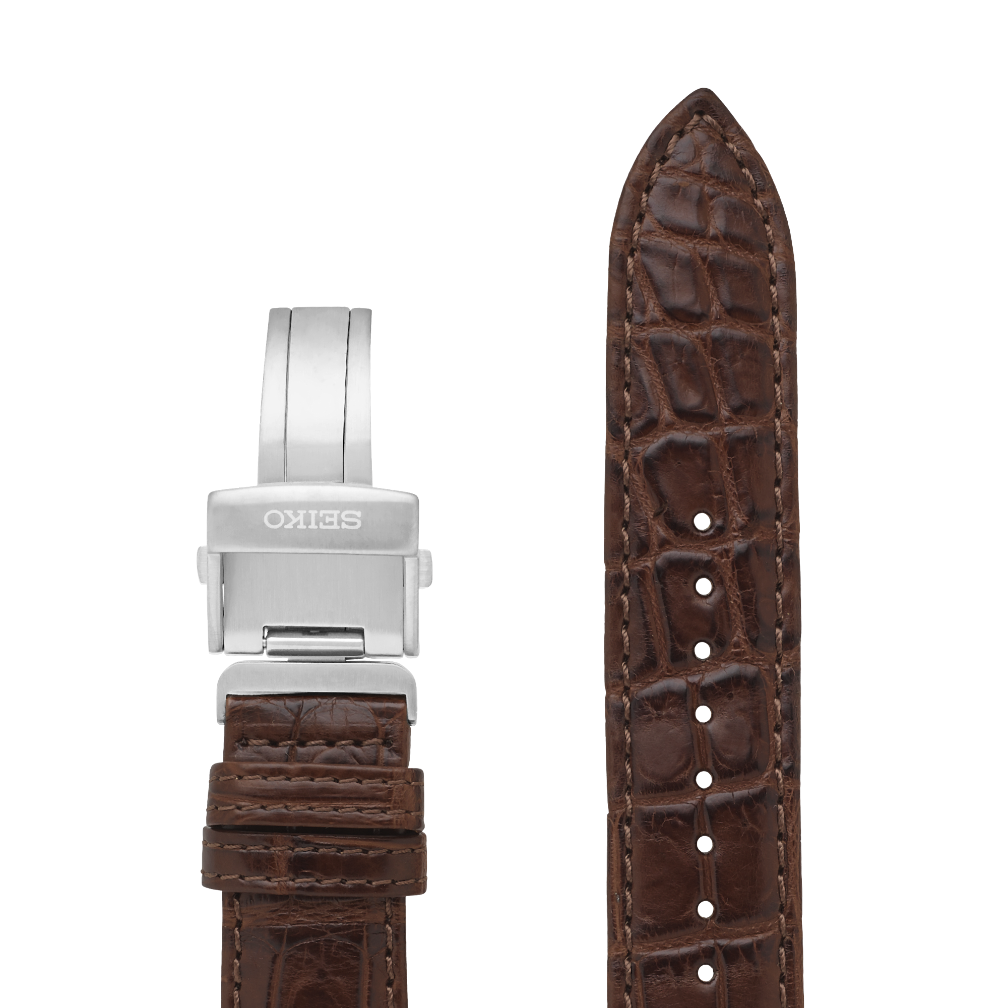 Brown 'Wani Kawa' crocodile leather strap 20mm L0E5026J9 | Seiko