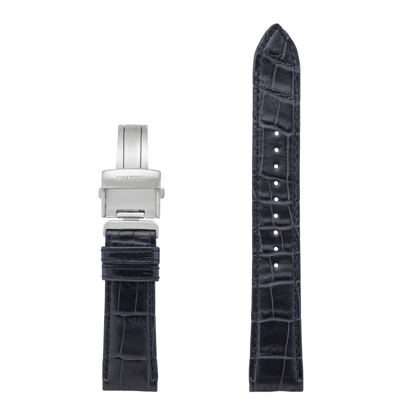 Dark Blue 'Wani Kawa' crocodile leather strap 20mm L0H7012J9